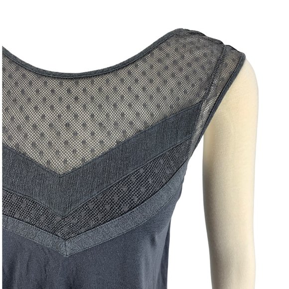 American Eagle Gray XS Top Open Back Mesh Front Sl - Picture 4 of 6